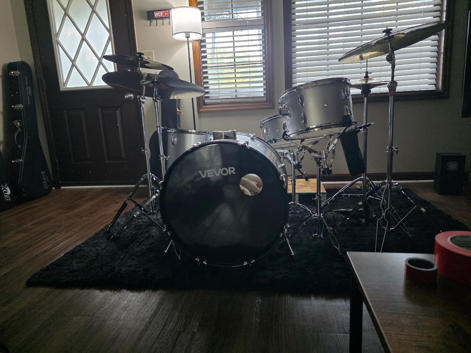 VEVOR Adult 5-Piece Drum Set, 22 Inches Complete Full Size Kit with Bass, Toms, Snare, Floor, Adjustable Throne, Stands, Cymbal, Hi-Hat Pedal and Drumsticks, Black customer photo 2