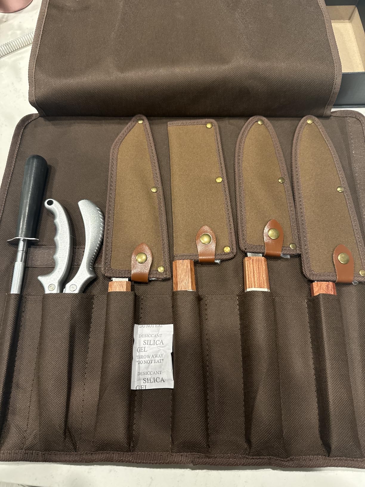 Japan Knife Set, High Carbon Steel Japan Nakiri Santoku Knife Set, Hand Forged Meat Cleaver Butcher Knife with Accessories for Kitchen, Camping BBQ Knives Set with Bag customer photo 1
