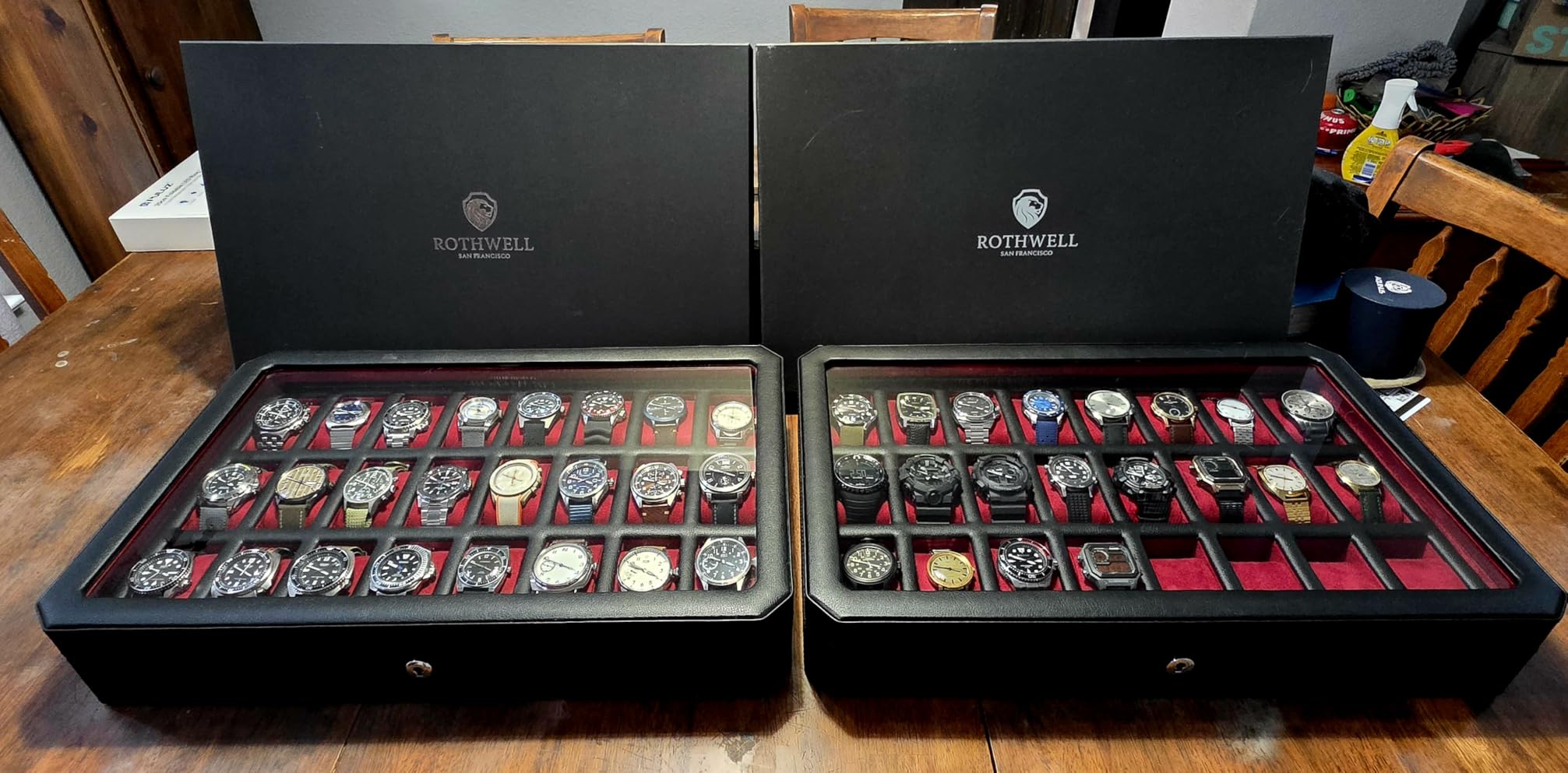 ROTHWELL 24 Slot Watch Case with Lock - Luxury Watch Box to Display and Organize Your Collection | Real Glass Top | Premium Storage for Collectors (Carbon) customer photo 1