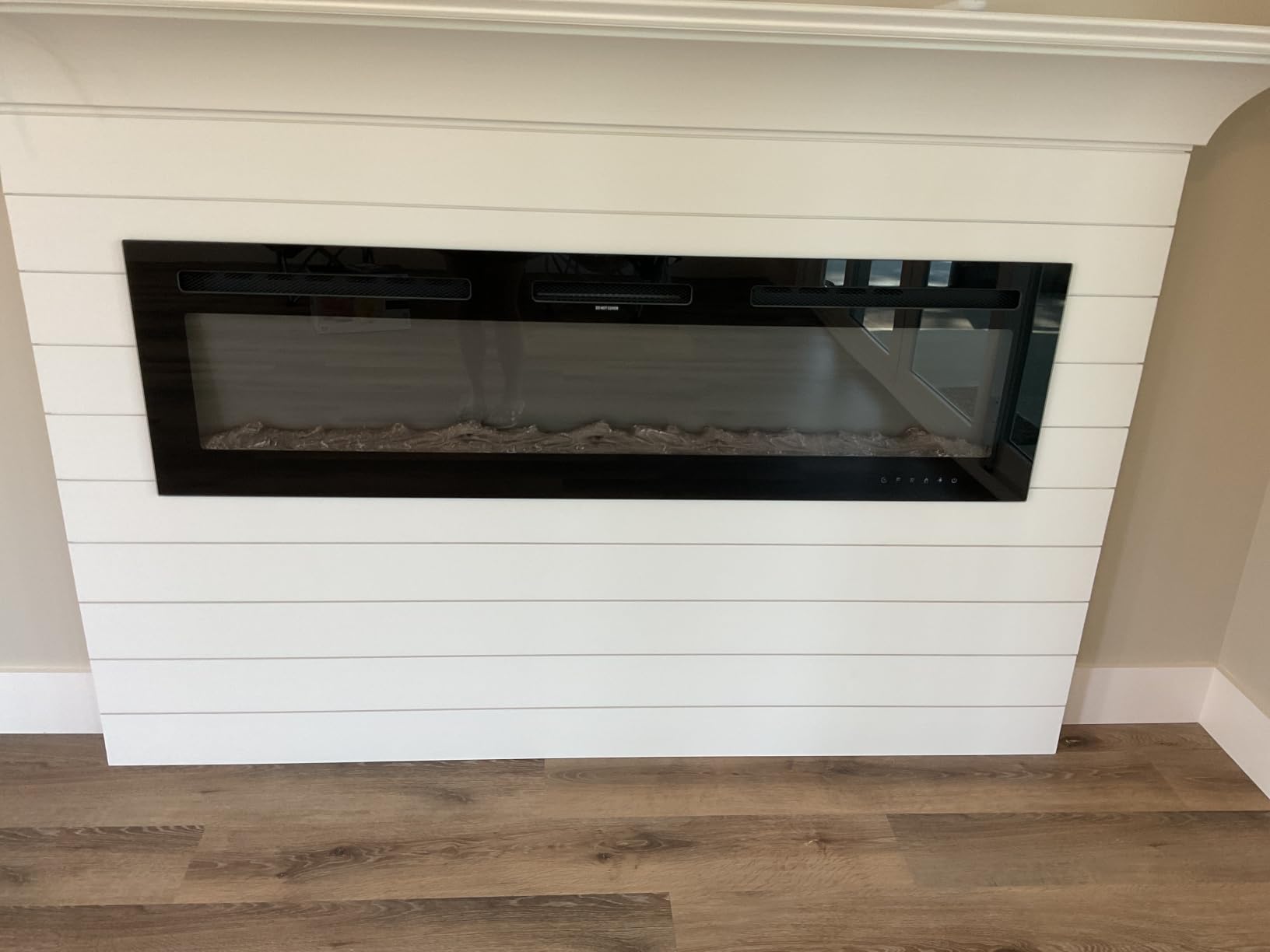 EUHOMY 50 Inch Electric Fireplace Wall Recessed and Wall Mounted with Adjustable Flame Color, Fireplace Heater with Remote Control, Linear Fireplace with Timer, Touch Screen, Log & Crystal, 750/1500W customer photo 2