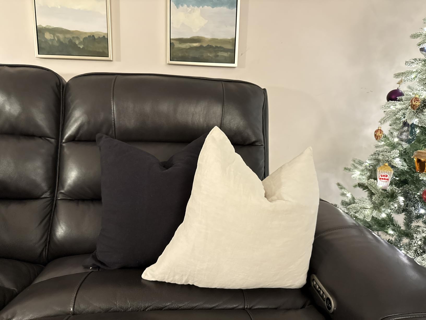 basic home Hotel-Style Queen Size 20x28 Goose Feather & Down Bed Pillow - 100% Odorless Sleep Pillow for Neck Support & Cooling Comfort - 233TC Cotton Cover with Anti-Poke Liner Queen 20x28 inch customer photo 2