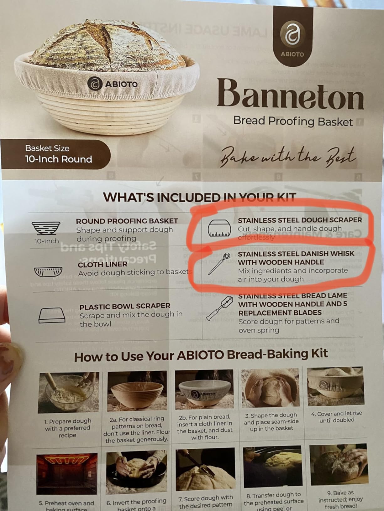 ABIOTO Sourdough Bread Baking Kit - 17-Piece Artisan Set with 9