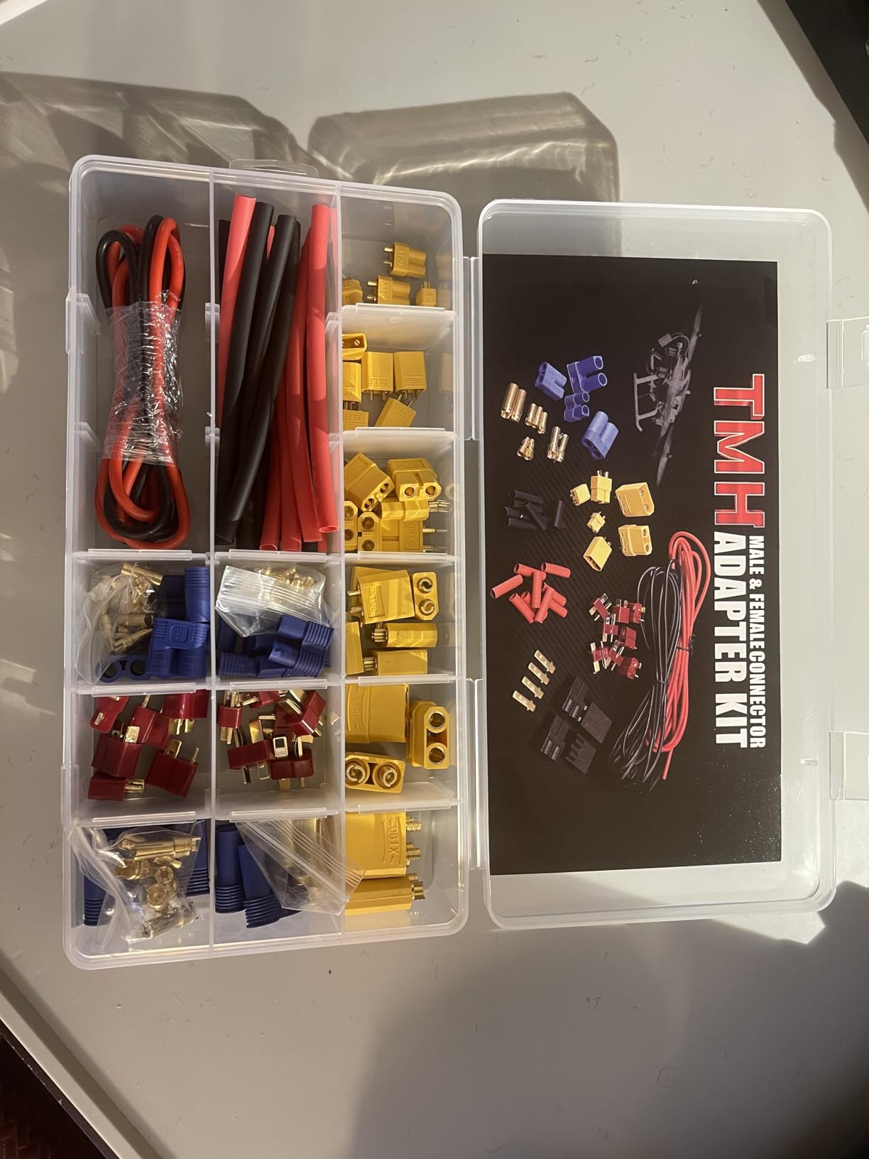 TMH 183 Pcs T-Plug EC3 EC5 XT30 XT60 XT90 TRX-Plug Male & Female Adapter Connector Kit with Silicone Wire and Heat Shrink Tubing for RC ESC Lipo Battery Motor (Total 183 PCS) customer photo 1