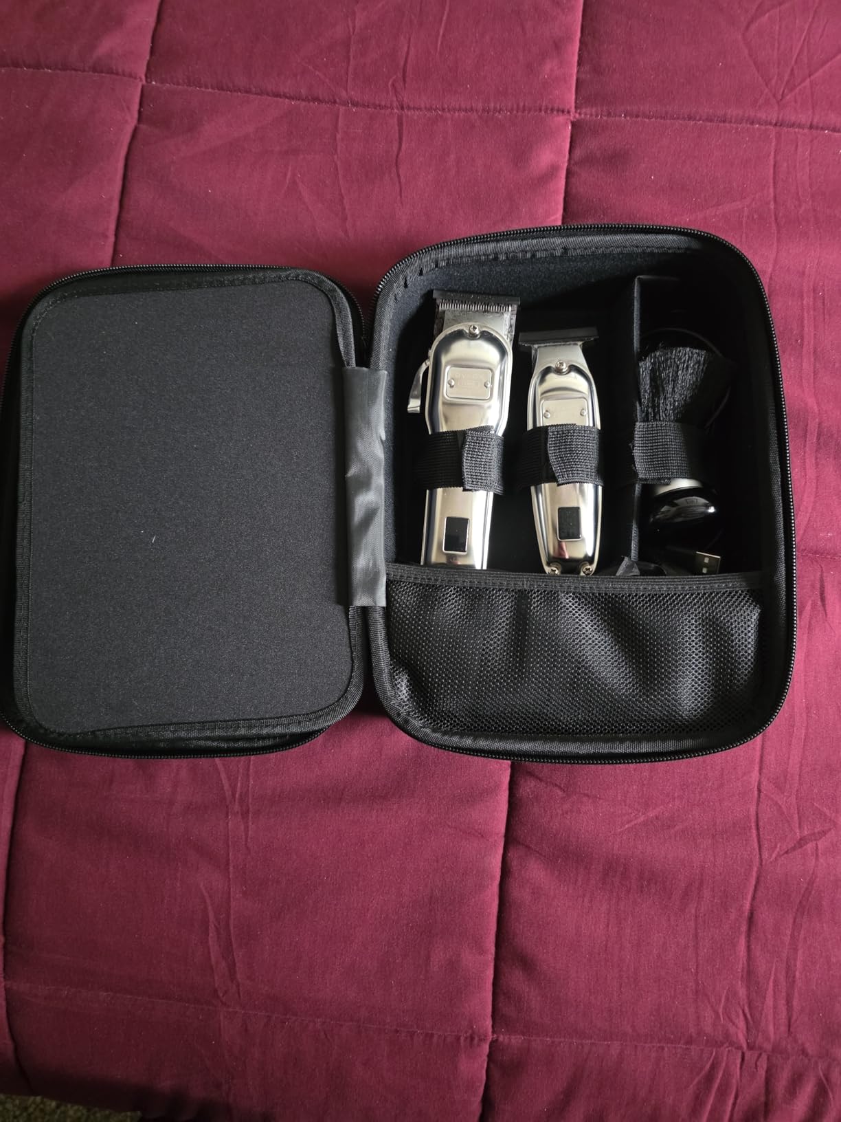 Hard Barber Accessories Case for Hair Clippers Mens Hair Cutting Barber | Barber Supplies Holder, Trimmer Organizer Storage Bag for Hair Cutting, Guard Grooming Kit (Nylon Black) customer photo 1