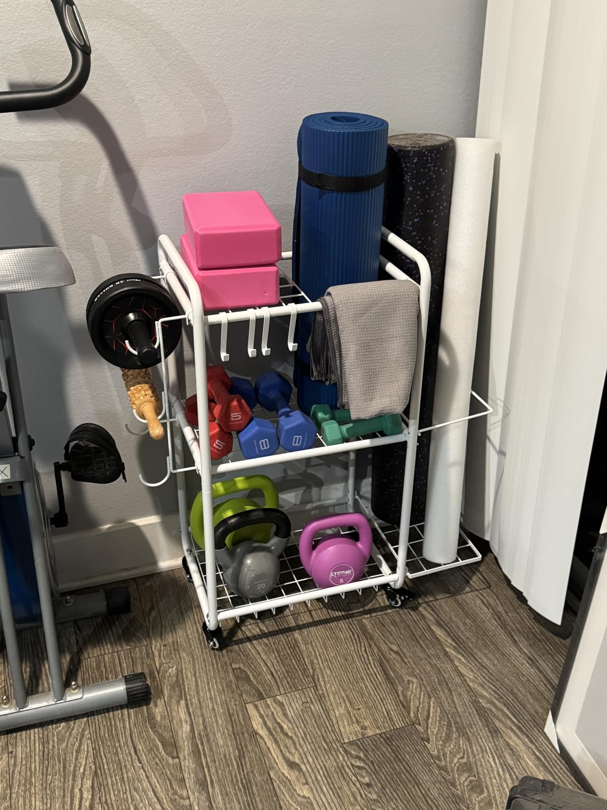 Multi-Functional Home Gym Storage Rack - Yoga Mat Storage Rack, Dumbbell Weight Rack & Workout Equipment Storage with Heavy-Duty Steel Construction for Gym Fitness Organizer customer photo 1