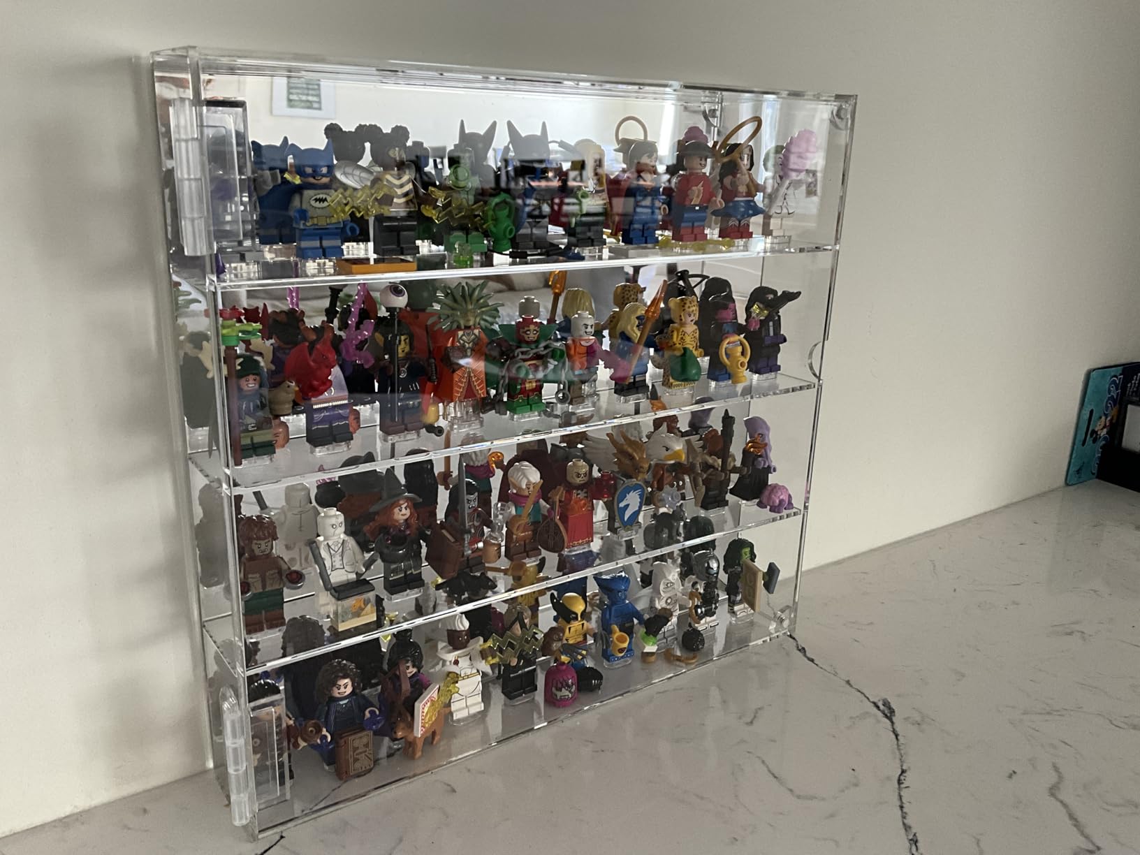 FigFortress LEGO Minifigure Display Case | Mirrored Back, Embedded Studs for 40 Minifigs | Pre-Assembled Wall Mount | UV Protected Clear Acrylic, Dustproof & Magnetic Door customer photo 1