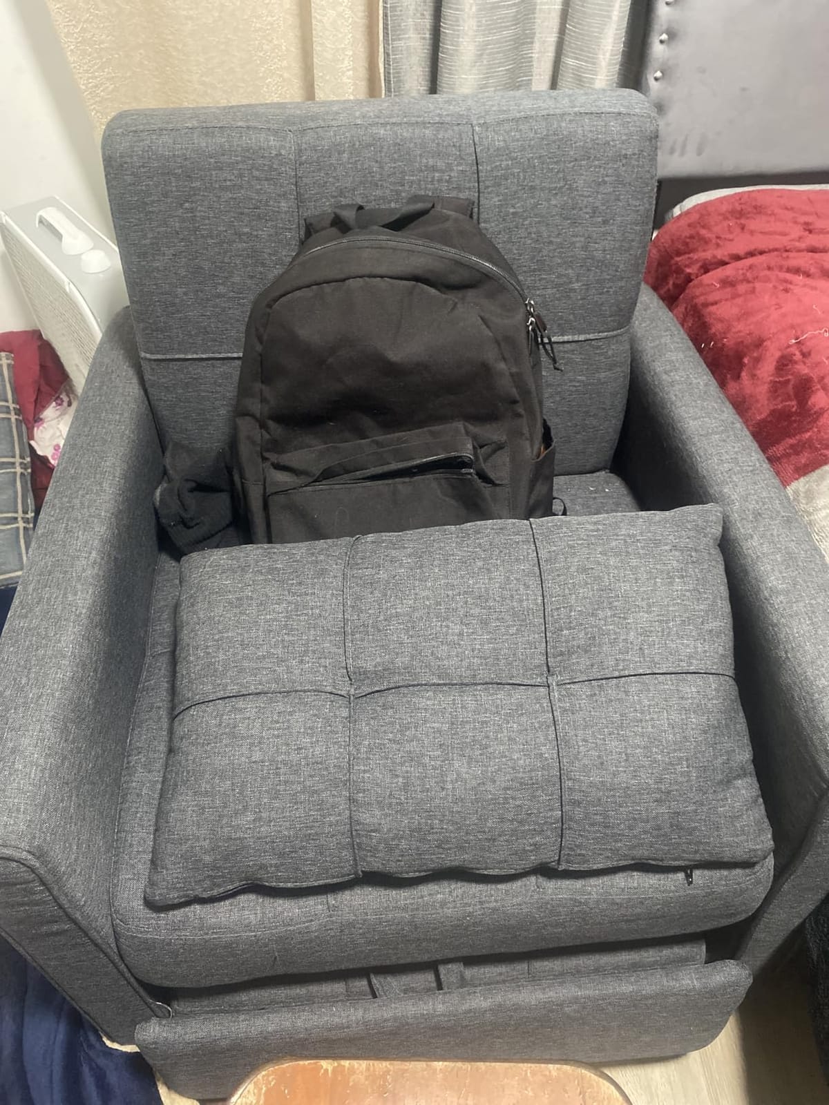 Convertible Sofa Chair Bed, 3-in-1 Linen Pull Out Chair, Dark Gray | Multi-Functional Sleeper Chair Bed;Adjustable Backrest Recliner;Modern Linen Fabric, Living Room/Apartment/Small Space customer photo 1