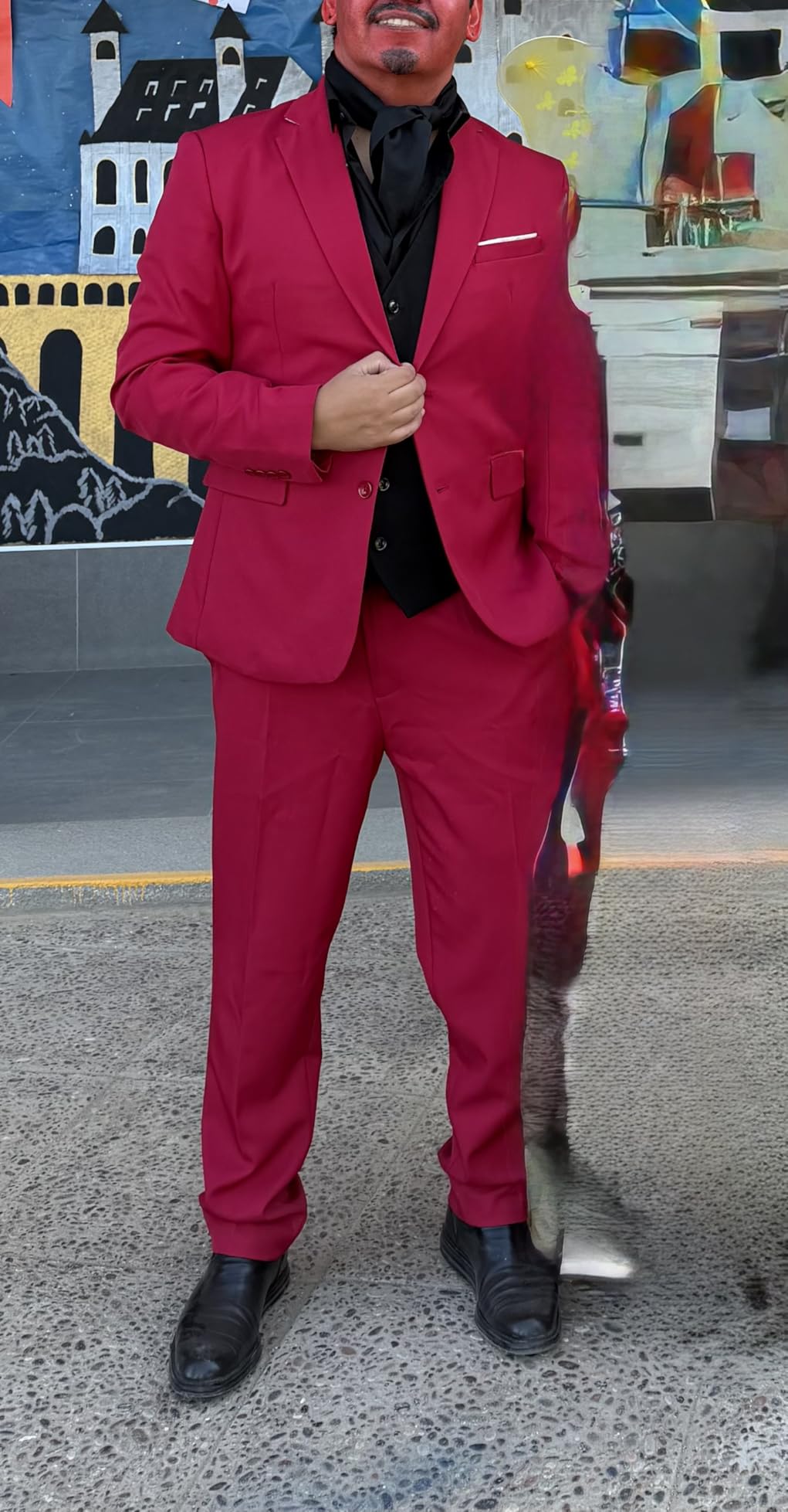 WULFUL Men's 2 Piece Suit, One Button Slim Fit Solid Jacket and Pants Set, Suits for Men Prom Party Wedding & Business customer photo 1