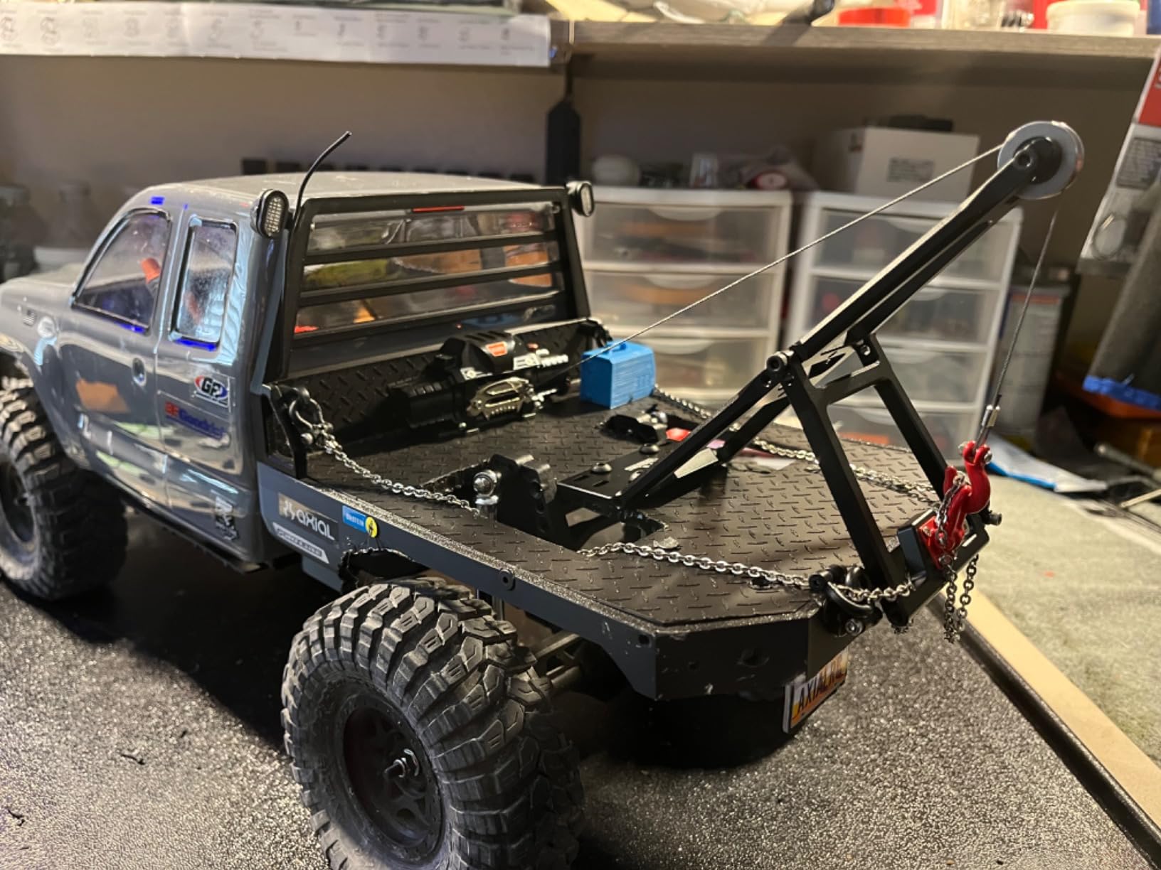 Aluminum RC Winch Double Stent Rescue Set Truck Tow Crane Arm Wrecker Kit with 360° 35KG Servo for 1/10 SCX10 TRX4 RC Crawler and Trailer RC Upgrade Parts customer photo 1