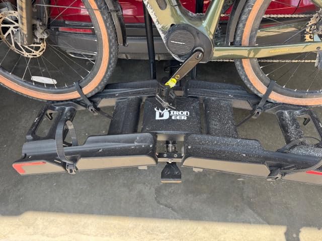 Eco Pro Upgraded 200lbs EBike Rack with Ramp for 2 E-Bikes, Hitch EBike Rack for Cars SUVs Trucks, Foldable Tilting Bike Rack Platform for Tow Hitch 2