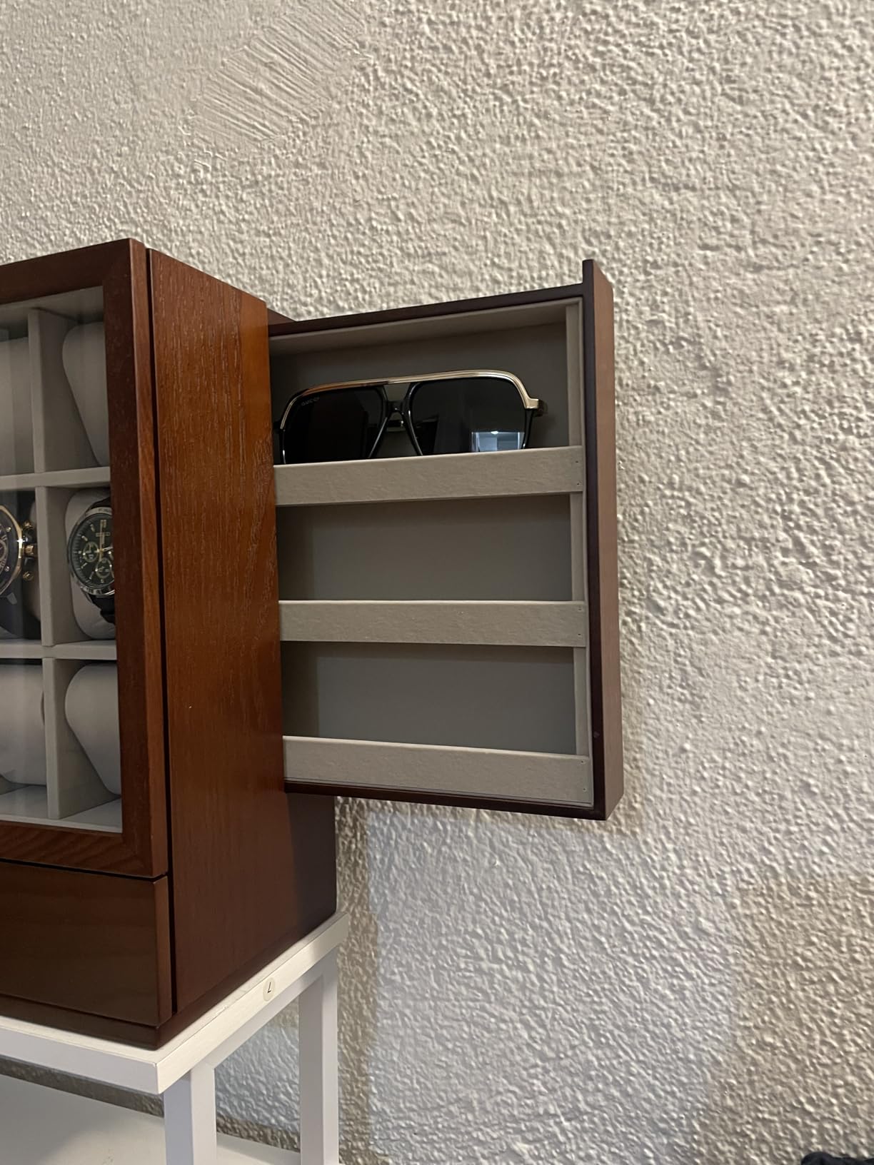 SONGMICS Watch Box 12 Slots with Glass Windows, 360 Rotating Vertical Watch Display Case customer photo 2
