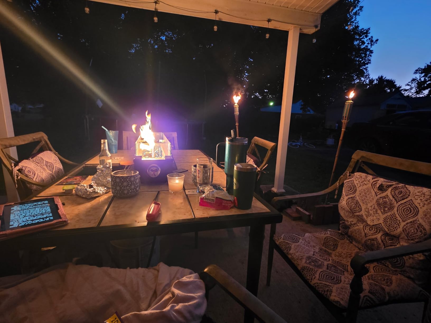 Ciays 28 Inch Table Top Propane Fire Pit, 50,000 BTU Tabletop Firepit with Glass Wind Guard & Glass Beads, Portable Outdoor Portable Fireplace for Patio and Camping customer photo 1