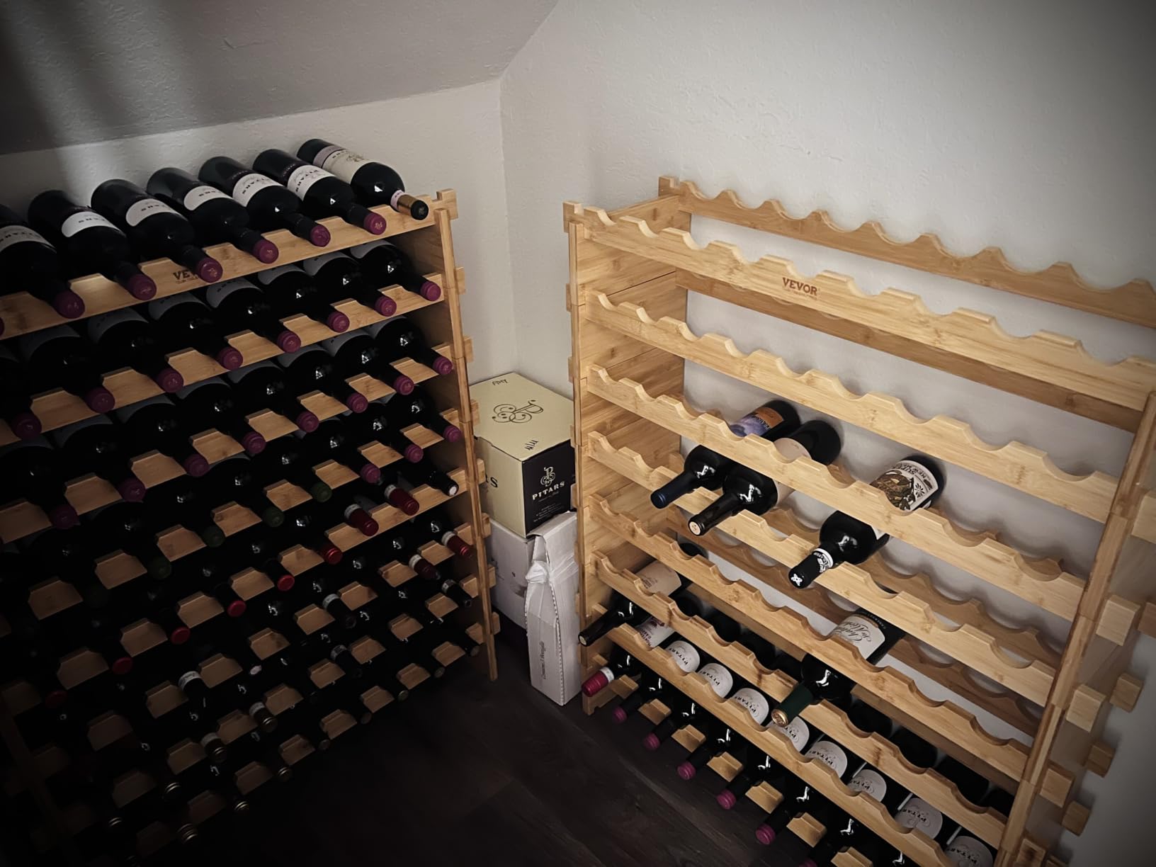 VEVOR 8-Tier 72 Bottles Stackable Modular Wine Rack, Freestanding Solid Bamboo Wood, Natural Color customer photo 1