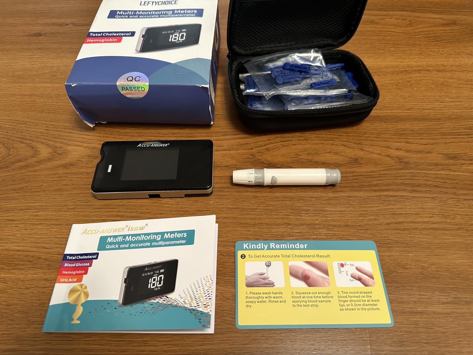 LCLBM-01 2 in 1 Total Cholesterol and Hemoglobin Levels Testing Kit Meter Quick Results Monitor At Home Blood Test for Anemia with 50 Hemoglobin and 20 Total Cholesterol Test Strips Lancets customer photo 1
