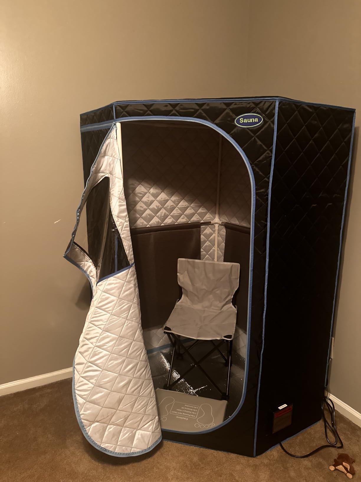 Portable Full Size Infrared Sauna for Home, Pentagonal Size Far Infrared Sauna, One Person Sauna Tent with Heating Foot Pad, Portable Chair, (L38 x W38 x H63, Grey) customer photo 1