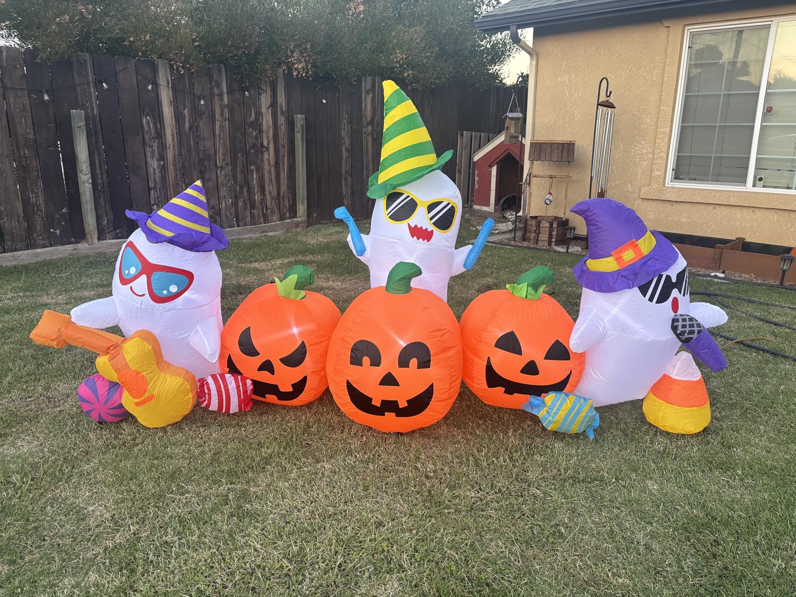 8FT Halloween Inflatable Decoration Ghost Pumpkin Band Decorations Outdoor Holiday Decor,LED Lights Blow Up Halloween Yard Decorations,Inflatables Outdoor for Holiday Garden Yard Lawn Décor customer photo 1