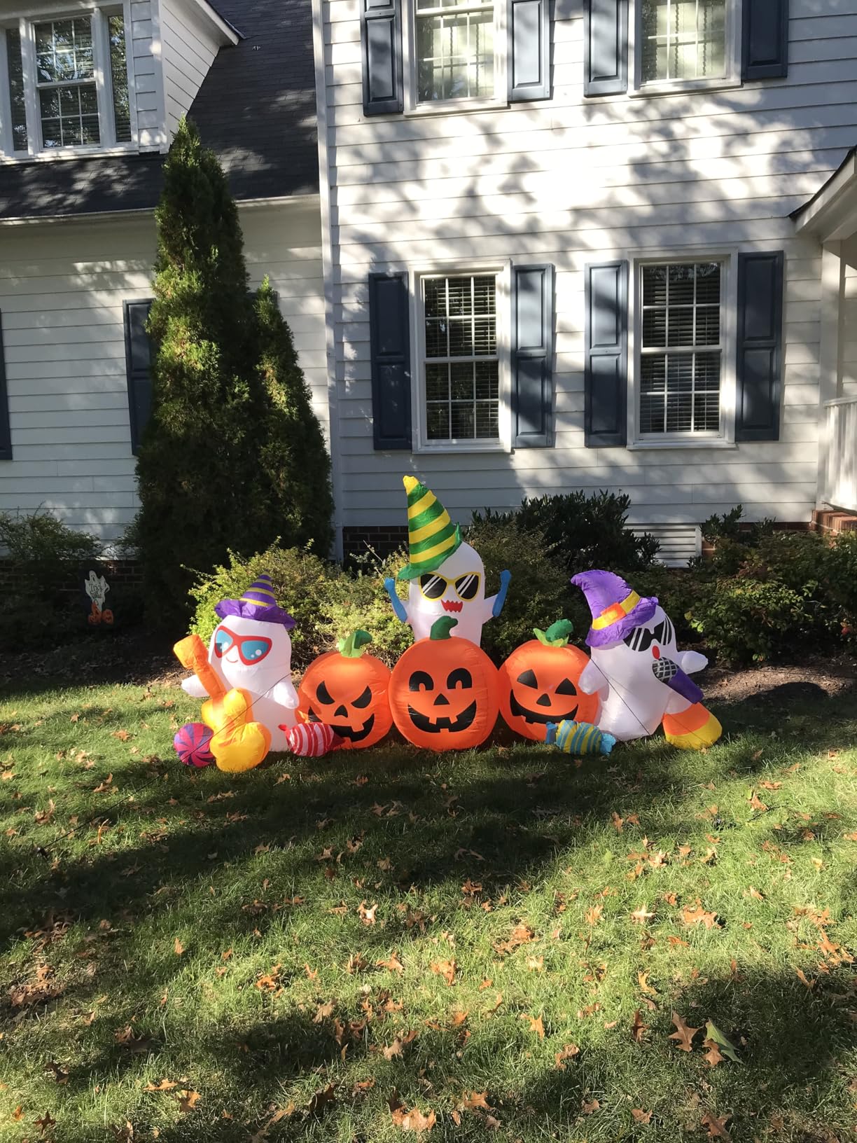 8FT Halloween Inflatable Decoration Ghost Pumpkin Band Decorations Outdoor Holiday Decor,LED Lights Blow Up Halloween Yard Decorations,Inflatables Outdoor for Holiday Garden Yard Lawn Décor customer photo 2