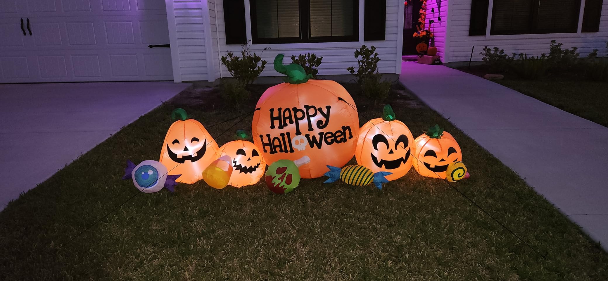 8FT Halloween Inflatable Decorations Outdoor, Halloween Decoration Outdoor Inflatable Pumpkin Combo with LED Blow Up Inflatables for Holiday Garden Yard Lawn Décor customer photo 1