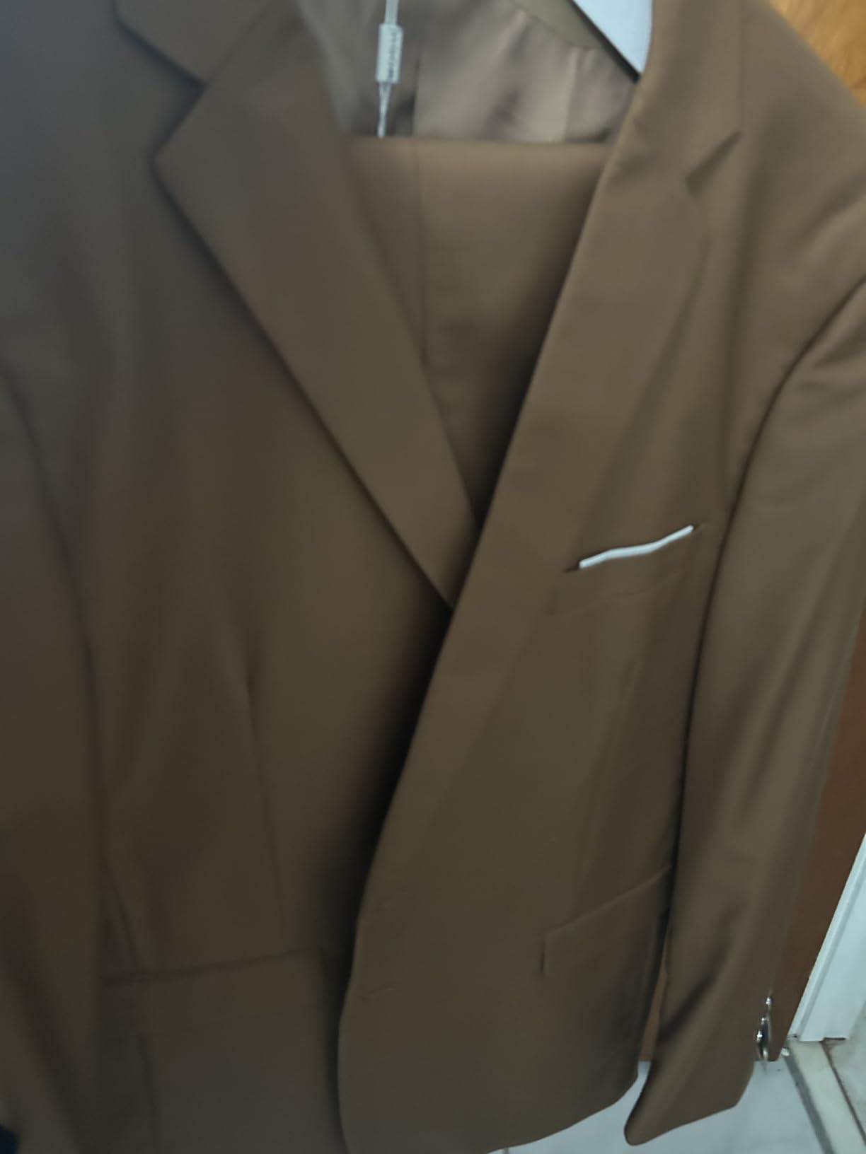 MOGU Suit for Men, Solid Color Fit Formal 2 Piece Dress Tuxedo Set with Jacket, Pants, Tie customer photo 1
