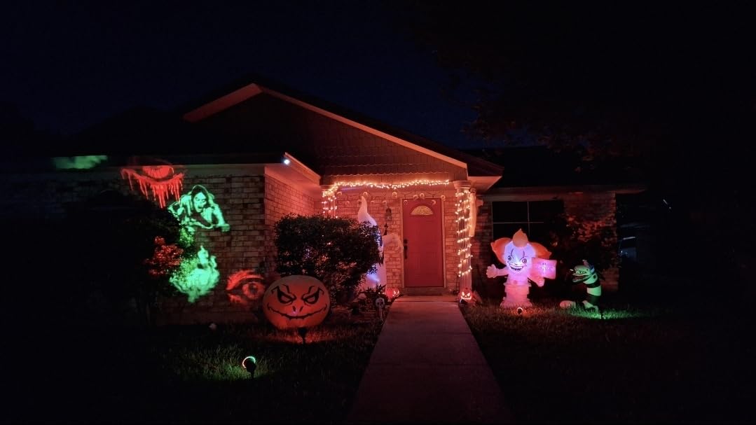 Halloween Projector Lights Outdoor - LED Rotating Skull & Ghost Projection Light, Waterproof Halloween Light Projector, Indoor/Outdoor Decor for Home, Yard, Party, Window & Wall customer photo 1