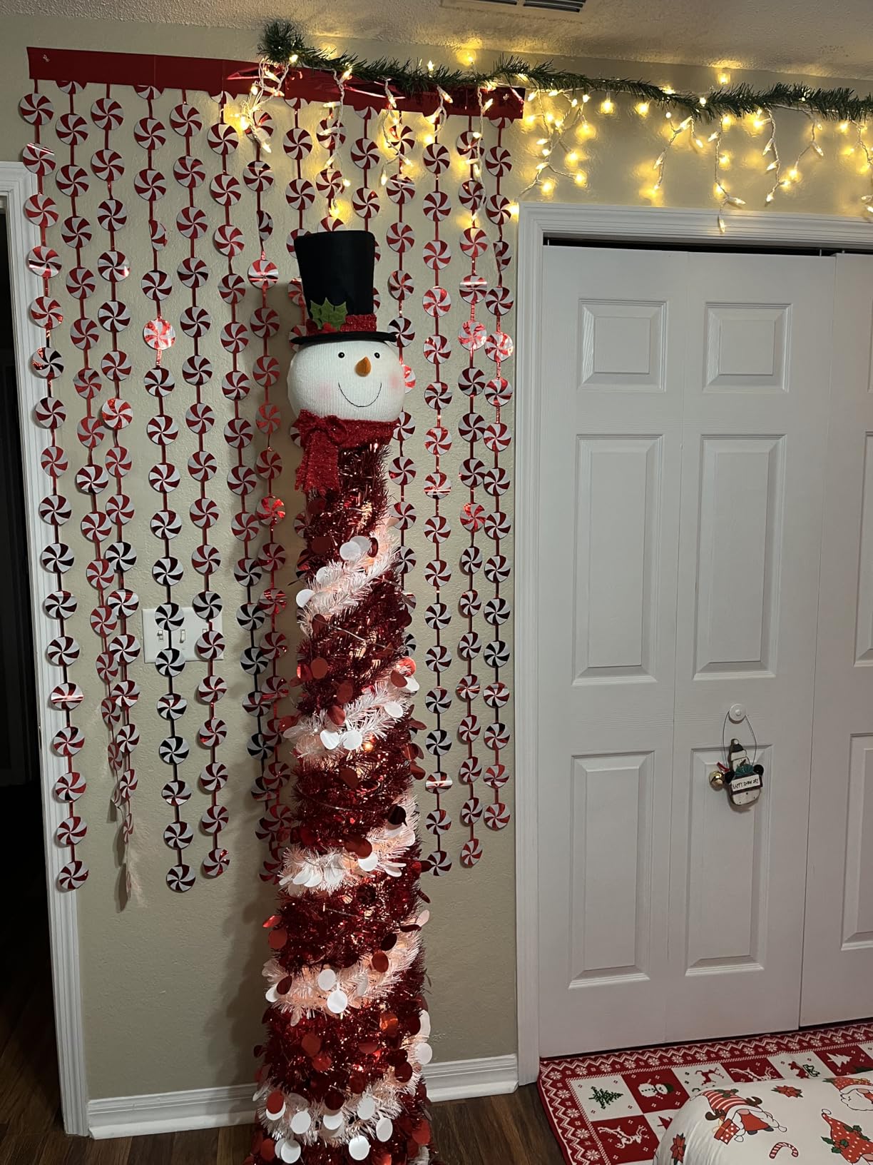 6 FT Pop Up Christmas Tree with 100 LED Timer Lights & Remote, Green Collapsible Christmas Tinsel Tree Artificial Pencil Tree Xmas Decoration for Holiday Home Office Party, USB Powered customer photo 1