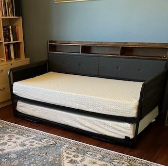 LIKIMIO Daybed with Trundle, Twin Bed Frame, White | with Upholstered Headboard and Charging Station, Sofa Day Bed with Strong Supports for Living Room, Bedroom and Guest Room customer photo 2