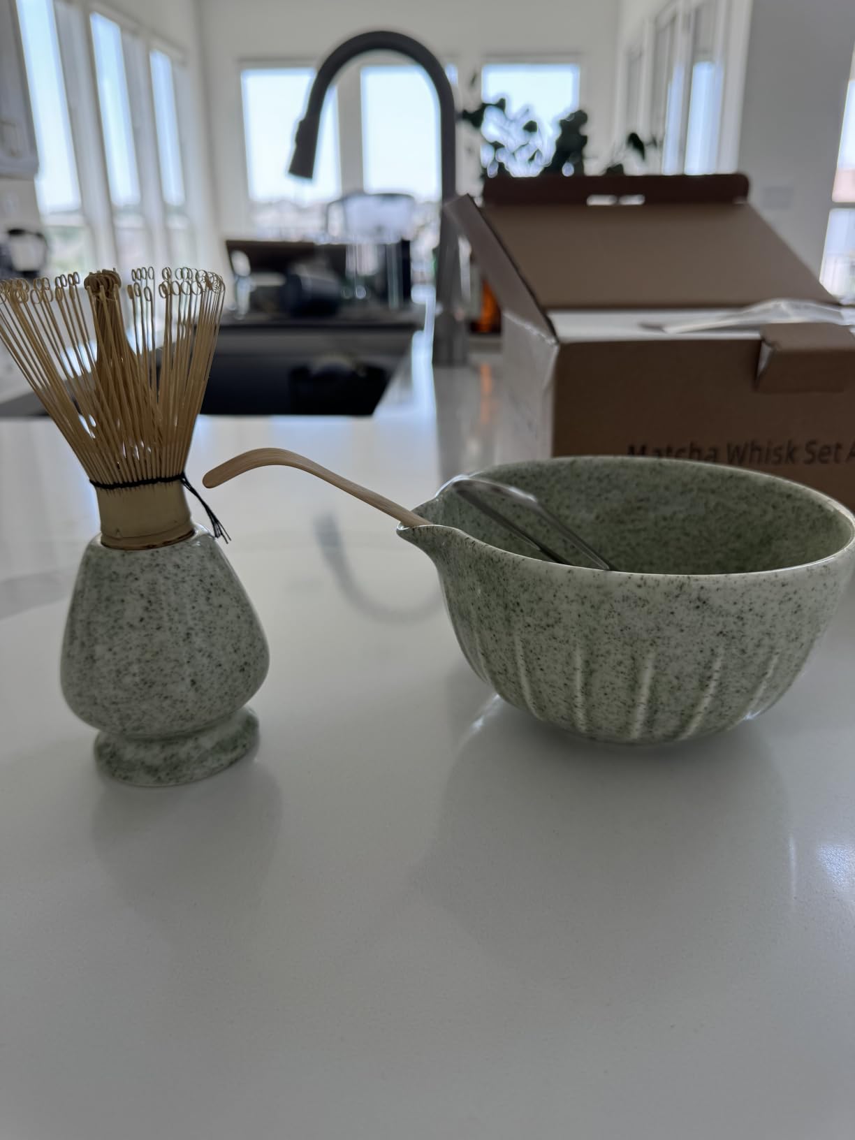 Matcha Whisk Set, Japanese Tea Set (5pcs) includes Matcha Bowl with Spout (19 oz), Bamboo Whisk, Matcha Scoop, Matcha Whisk Holder (Chasen Holder), Stainless Steel Sifter customer photo 1