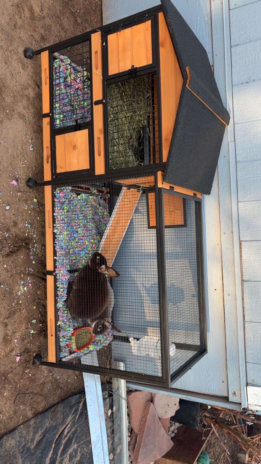 GUTINNEEN 2-Story Rabbit Hutch with Chew-Proof Full Metal Frame for Indoor/Outdoor - 62