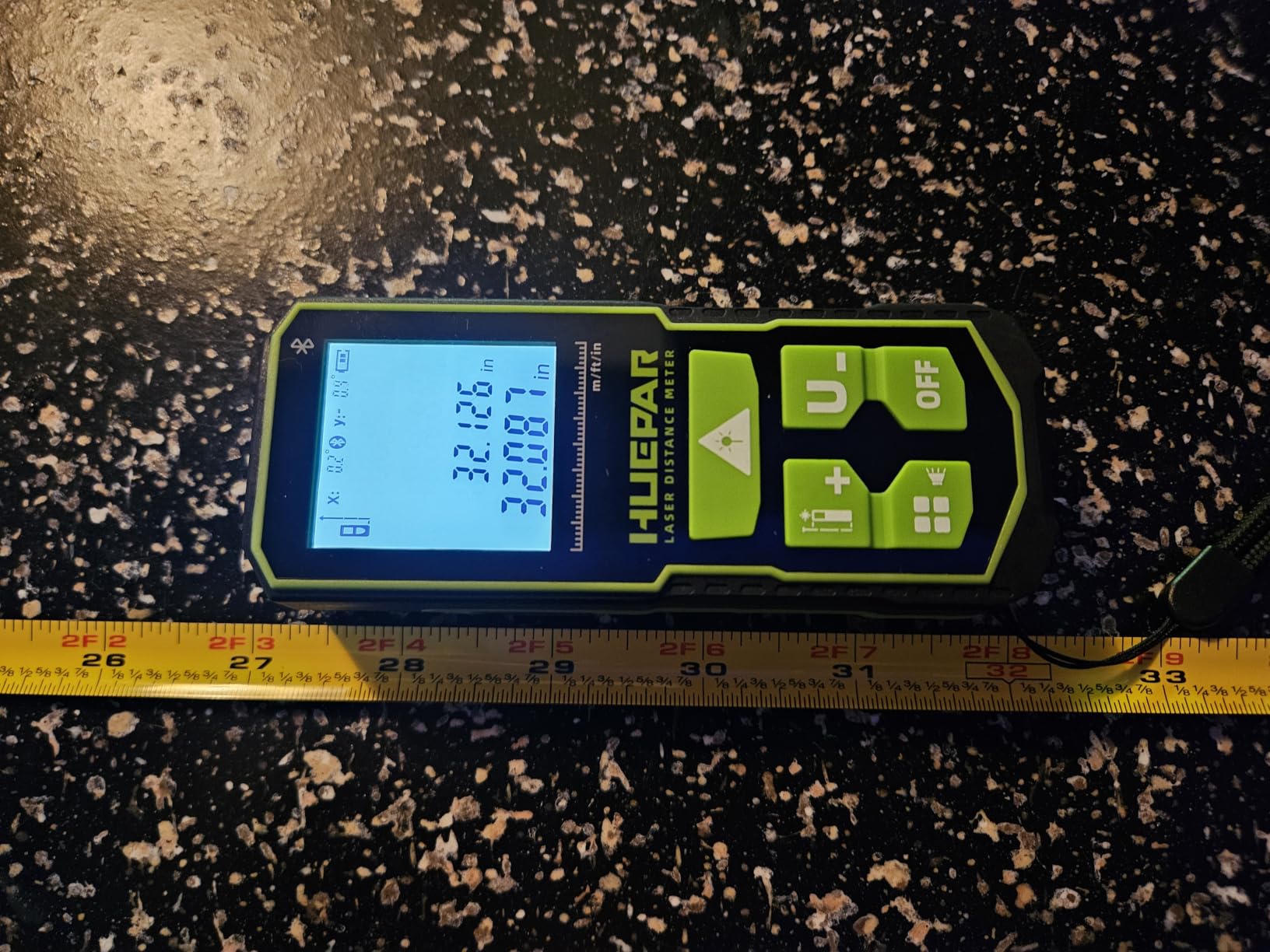 Huepar 200Ft Bluetooth Laser Measuring Tool S60-BT, APP Control, Rechargeable USB-C Laser Distance Meter, 1/16in High Accuracy, Angle Sensor, IP54, for Distance/Area/Volume customer photo 1