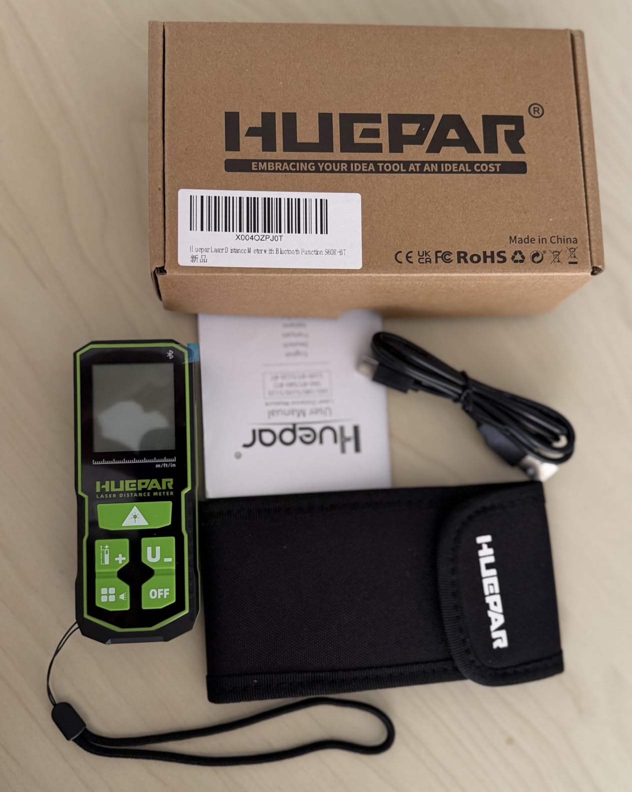 Huepar 200Ft Bluetooth Laser Measuring Tool S60-BT, APP Control, Rechargeable USB-C Laser Distance Meter, 1/16in High Accuracy, Angle Sensor, IP54, for Distance/Area/Volume customer photo 2