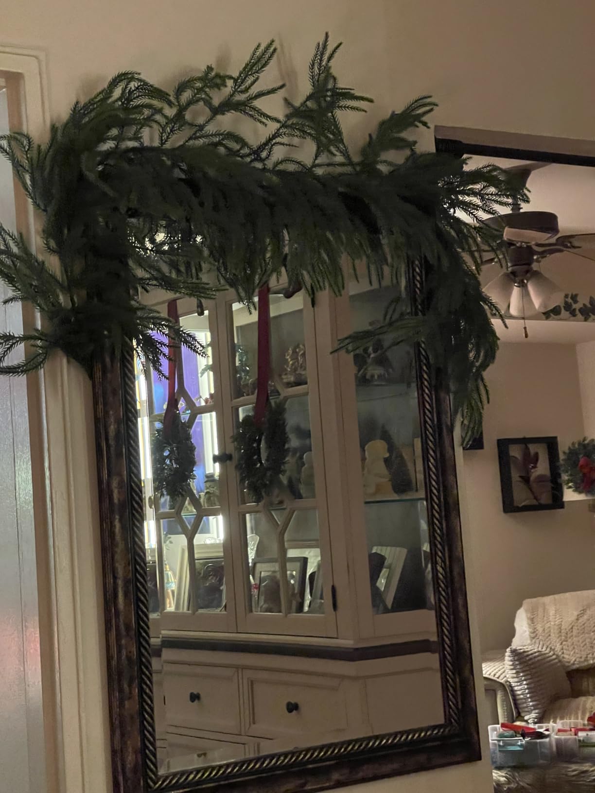 9FT Artificial Norfolk Pine Garland, Realistic Christmas Greenery Garland for Mantle, Staircase, Banister, Fireplace, Wall, Door, Table, Indoor & Outdoor Holiday Xmas Decortions customer photo 2