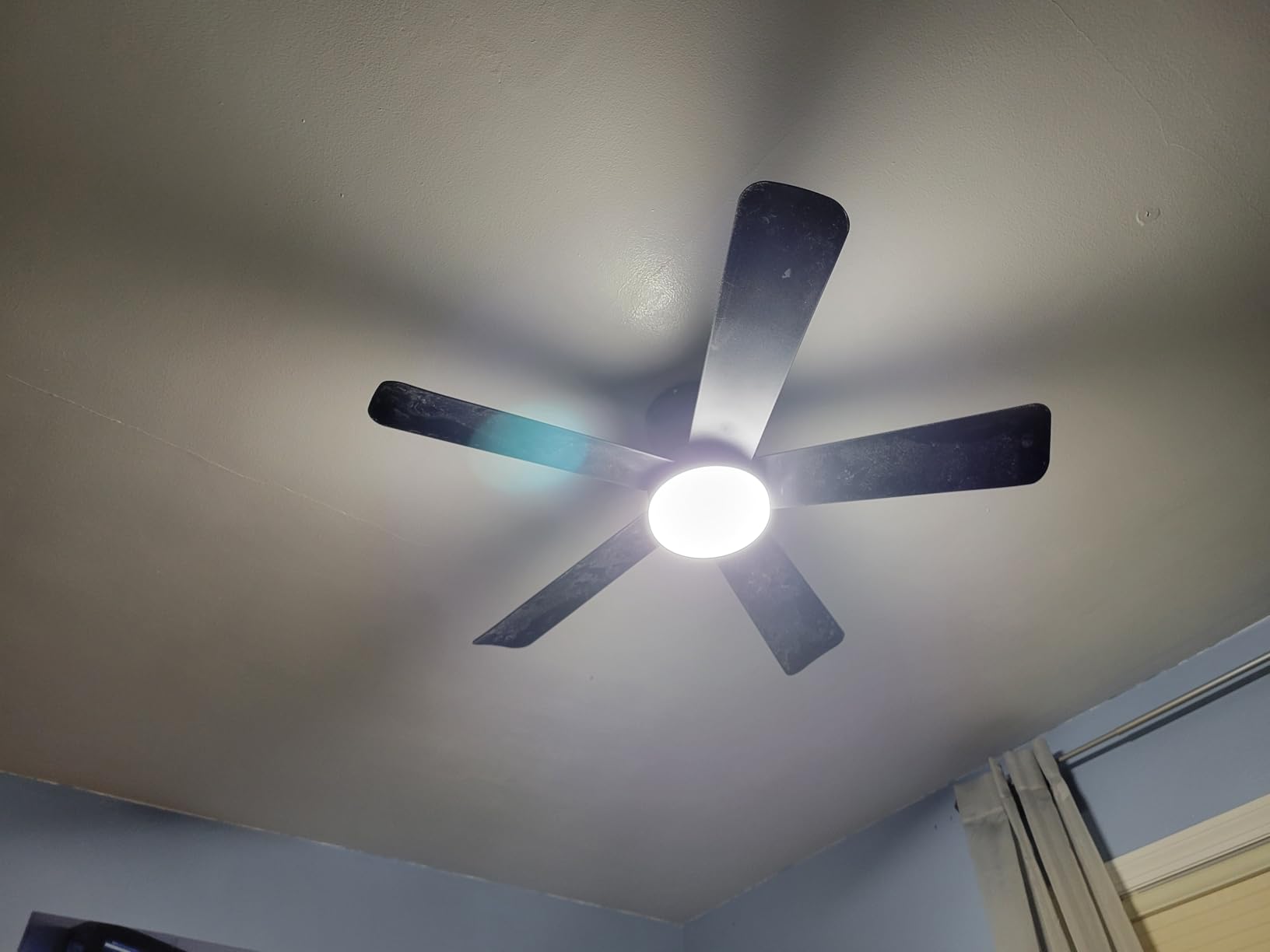 Depuley Modern Ceiling Fan with Light: 42-Inch Black Small Fans for Bedroom Indoor Outdoor - Dimmable Low Profile Ceiling Fans with Remote Control Flush Mount 5 Reversible Black Blades 6 Speeds Timer customer photo 1