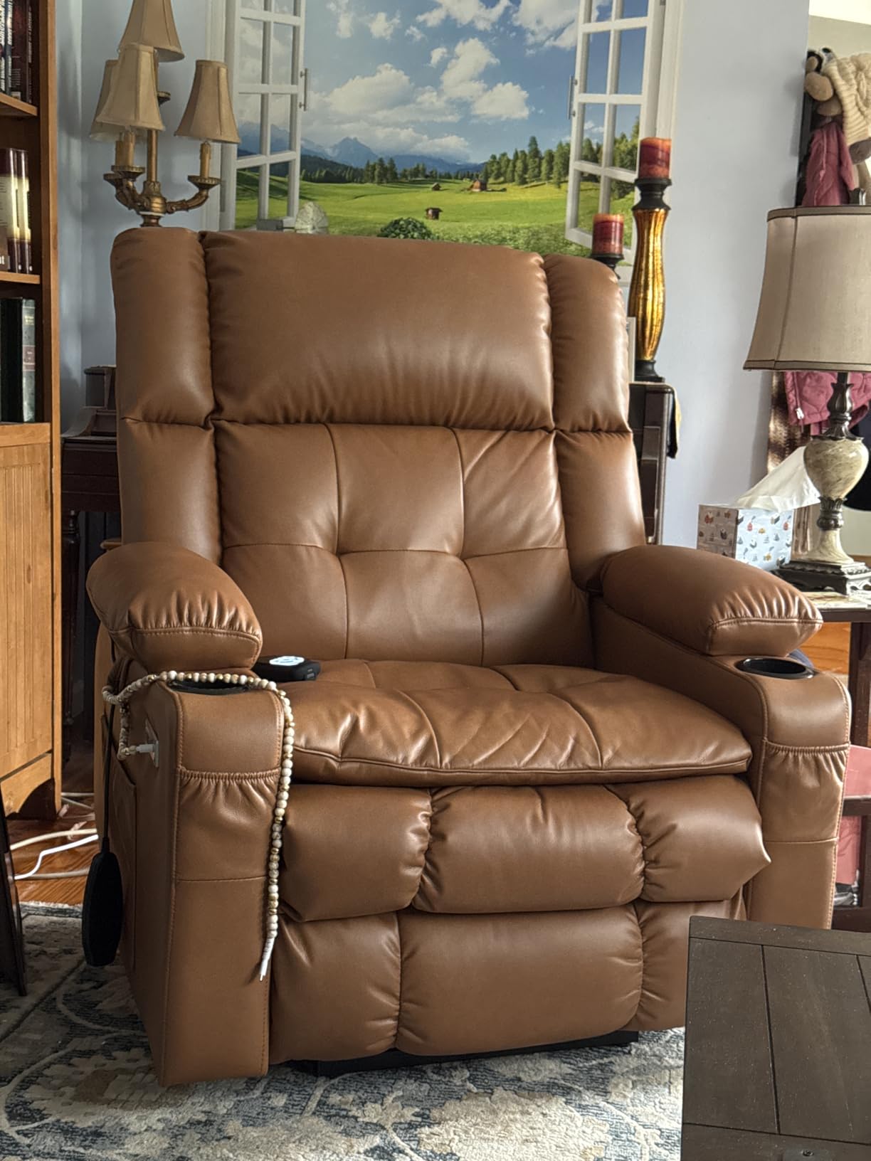 Dual Motor Power Lift Recliner for Elderly with Massage and Heat, Camel | Oversized Lift Recliner Chair with Arm Storage, Lay Flat Lift Recliner for Adults, Big Tall, Infinite Position customer photo 2