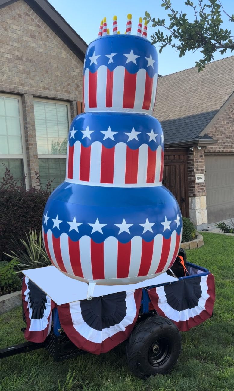 Fun Express 6ft Patriotic Inflatable USA Flag Cake - 4th of July Decorations Outdoor | July 4th Yard Decor Memorial Day Blow Up | USA 250th Anniversary Party Display for Home Lawn & Parade Floats customer photo 1