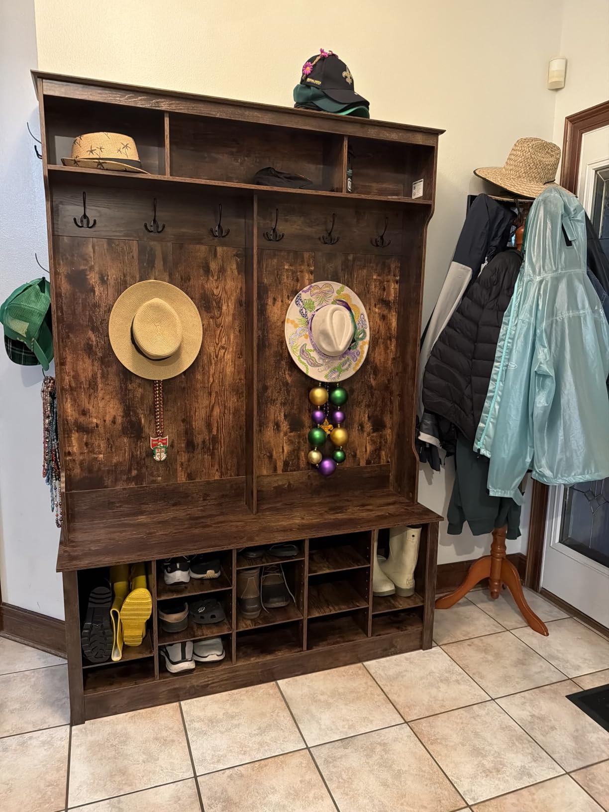 Hall Tree with Bench and Shoe Storage, 53