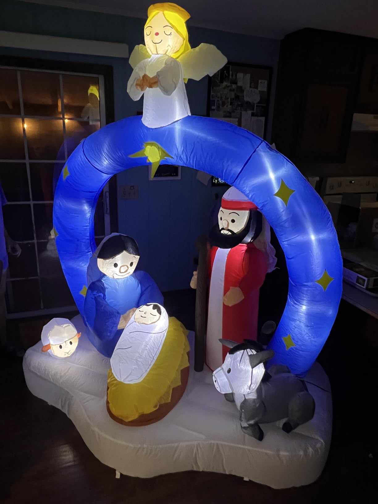 7 FT Tall Christmas Inflatables Nativity Scene with Angel Archway Outdoor Decorations, Blow Up Nativity Set LED Lighted The Birth of Jesus Scene Christmas Outdoor Inflatable Decor for Yard Garden customer photo 2