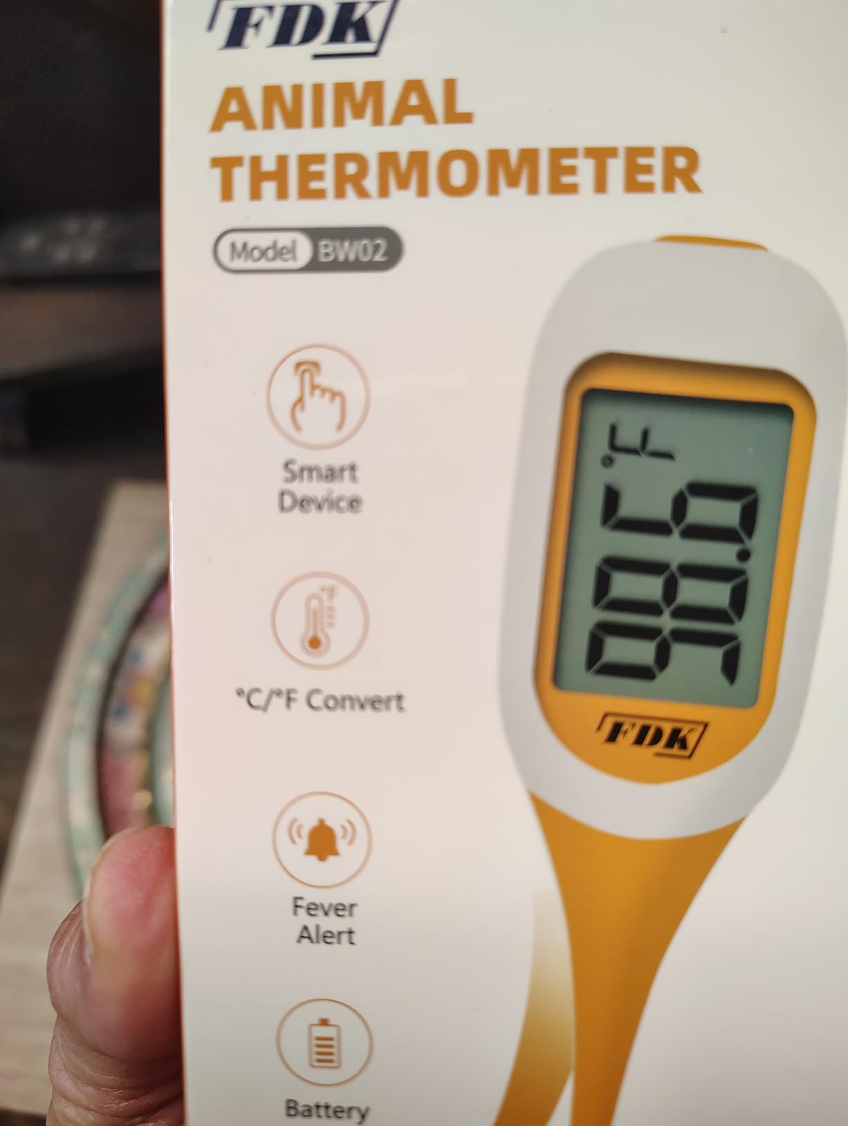 FDK 8-Second Dog & Cat Thermometer, Fast Digital Pet Rectal Thermometer with Large Backlight Screen, Fever Alarm Flexible Comfortable Soft Tip, Waterproof Veterinary Supply for Animals °C/°F customer photo 2