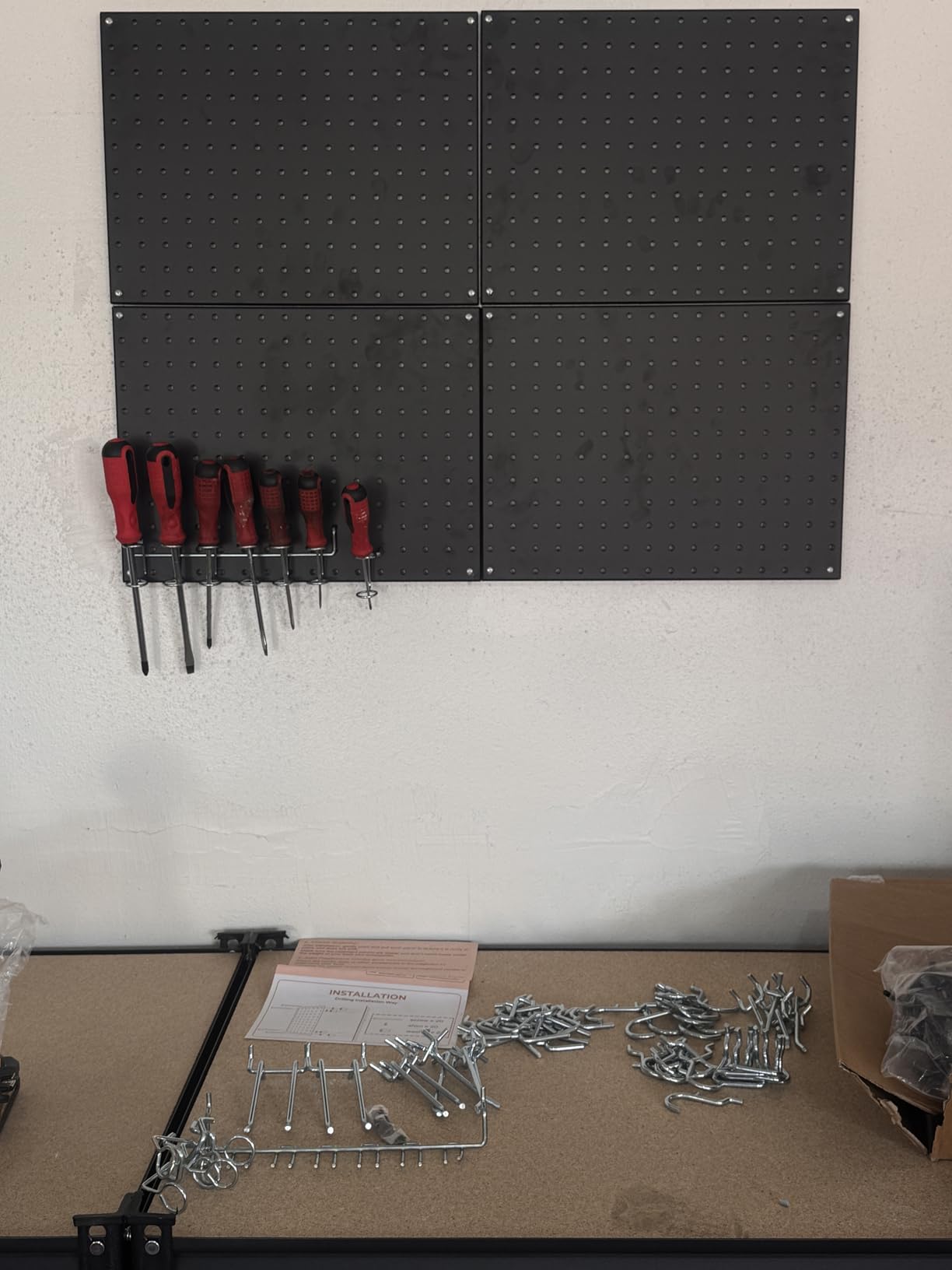 INCLY 70PCS Pegboard Wall Organizer Kit with Metal Panels and 1/4