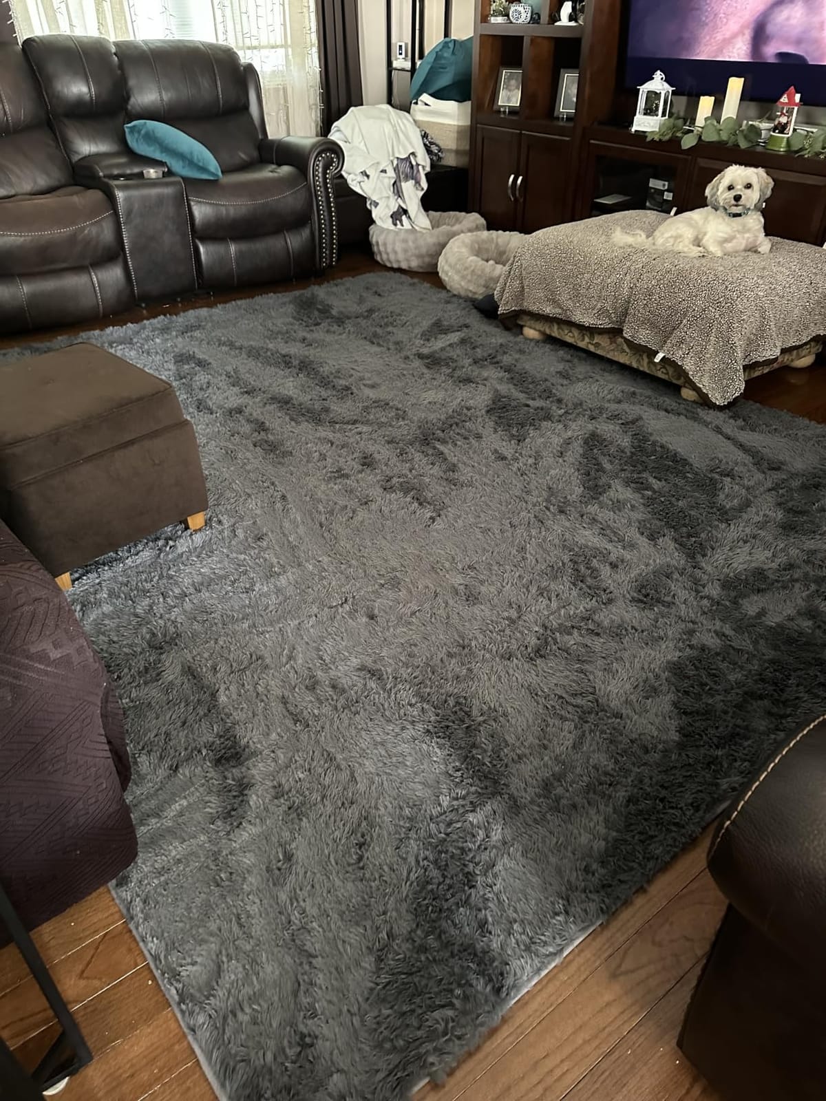 8x10 Area Rugs for Living Room: Ultra Soft Fluffy Shag Grey Rugs for Bedroom, Non-Slip Large Fuzzy Plush Rug Indoor Floor Carpet for Nursery Kids Boys Girls Room, Dorms, Playroom, Modern Home Decor customer photo 2