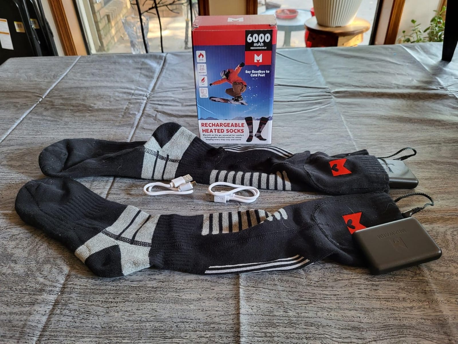 Heated Socks, 5V 6000mAh Rechargeable Heated Socks for Men Women, Electric Heated Socks with 4 Heating Levels for Outdoors Working Skating Skiing Hunting Hiking Cycling customer photo 1