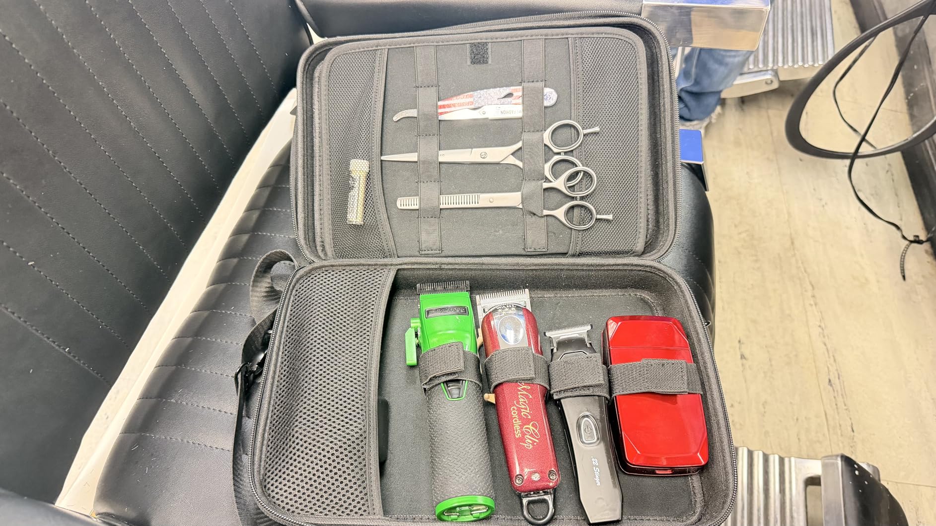 Barber Bags for Hair Clippers and Supplies, Hair Cutting Barber Case Supplies Organizer, Hair Trimmer Organizer for Men Razor Guard Grooming Kits (Case Only) customer photo 2