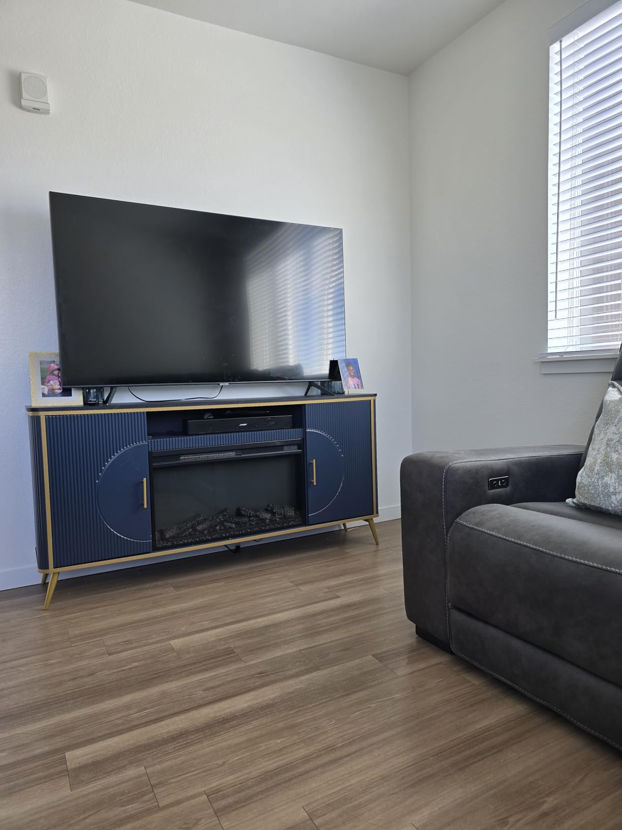 Fluted Fireplace TV Stand Up to 80