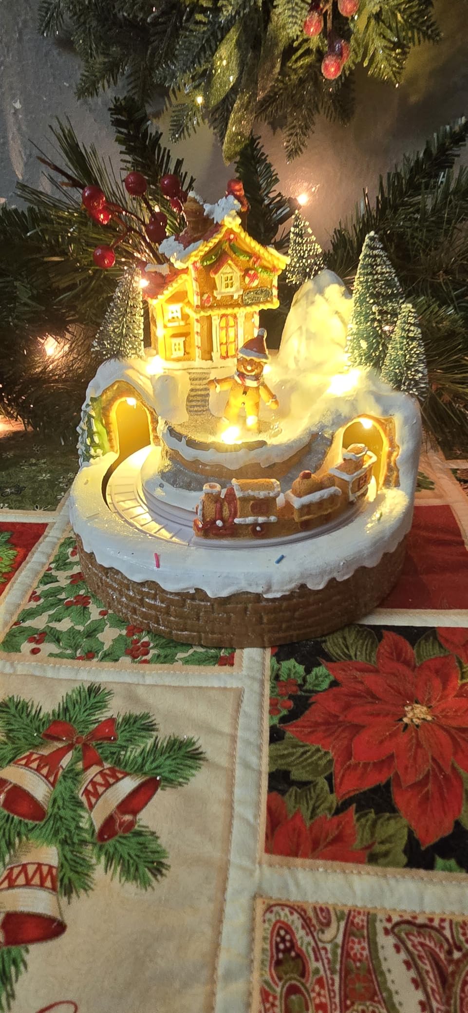 Christmas Village Lighted Musical Collectible Buildings - USB-Powered Santa's Hat House Scene with Snowman, Animated Holiday Figurines, LED Lights & Festive Music for Xmas Decor and Home Decorations customer photo 1