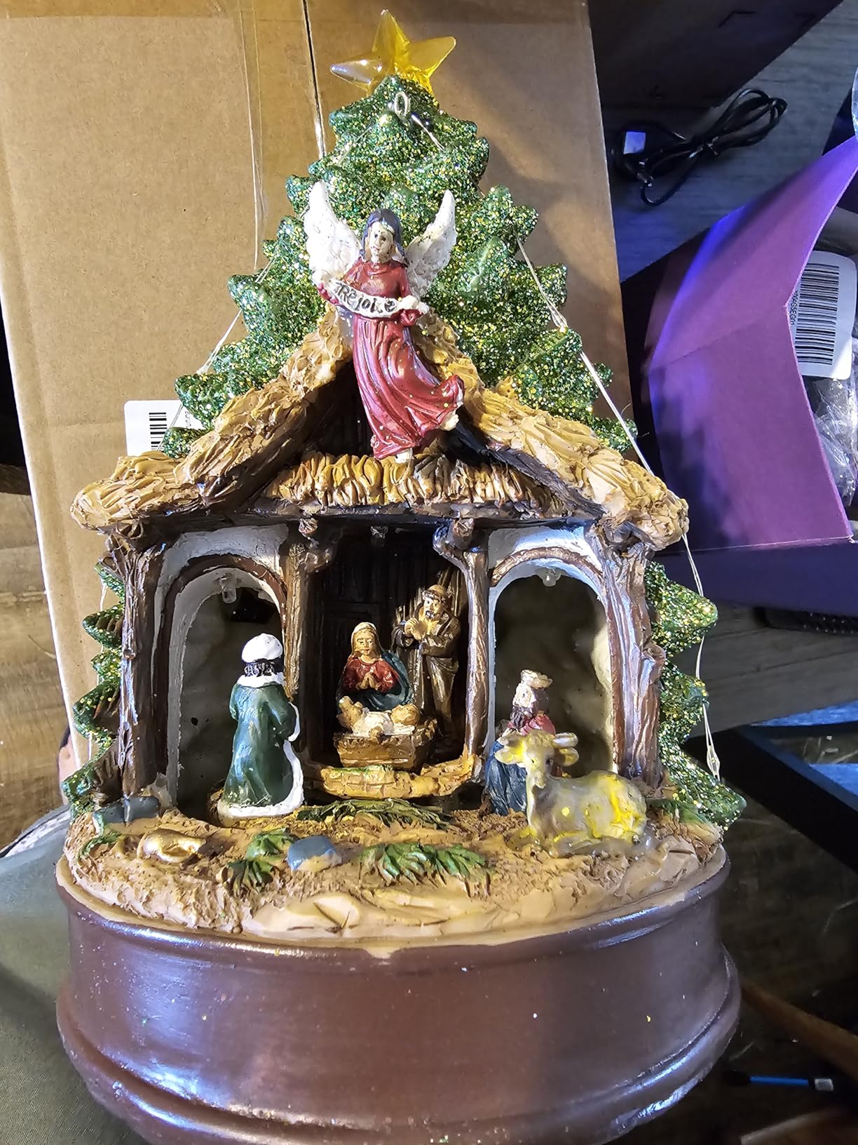 Christmas Village Lighted Musical Collectible Buildings - USB-Powered Santa's Hat House Scene with Snowman, Animated Holiday Figurines, LED Lights & Festive Music for Xmas Decor and Home Decorations customer photo 2