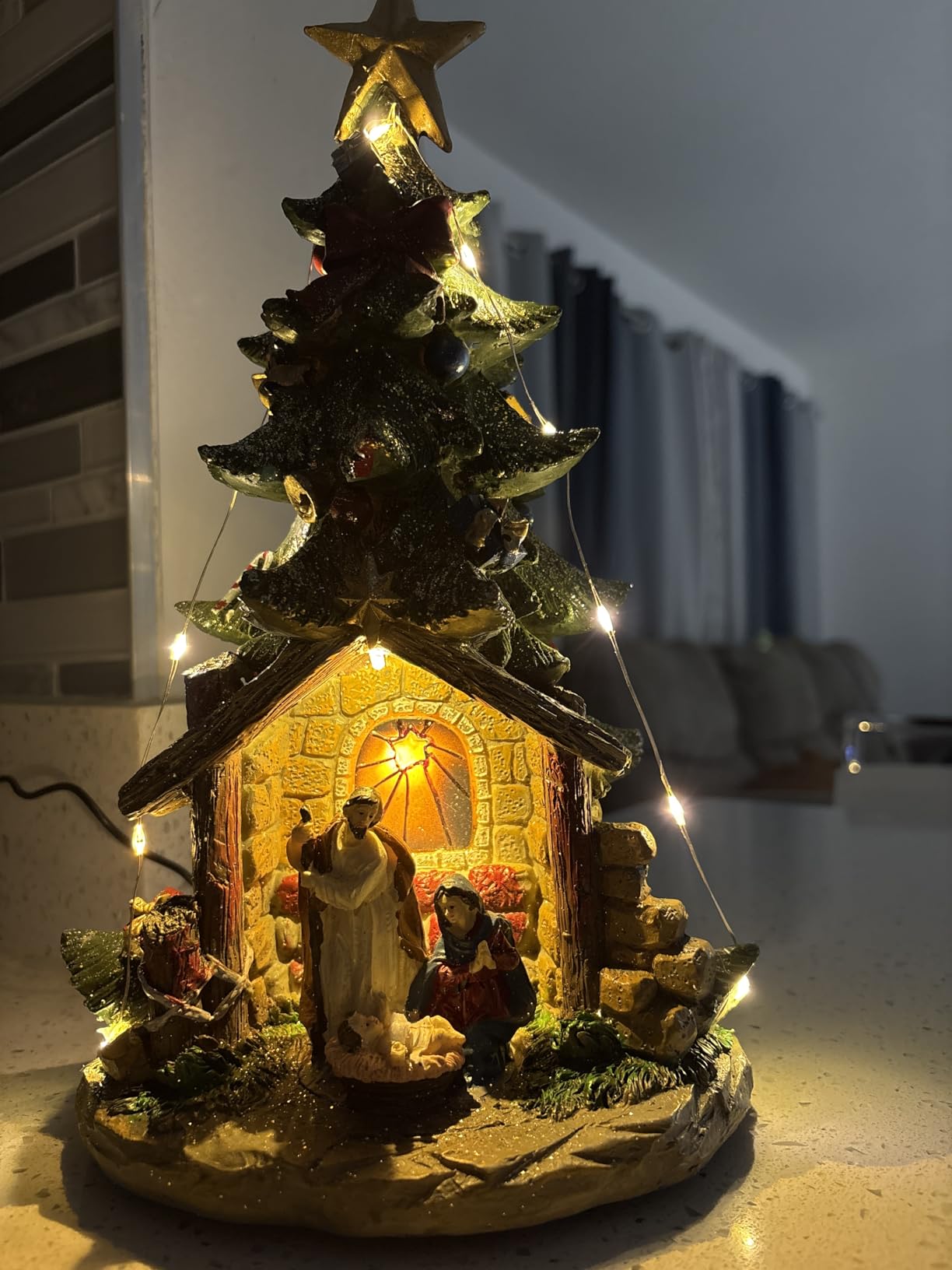 Animated Musical Christmas Village Figurines Christmas Collectibles Statues Church Building and Snowman with Rotating Train LED Lights, Battery & USB Home Decor Gifts Festive Holiday Decorations customer photo 2