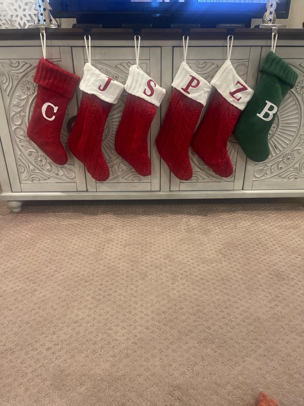 Stocking Holders for Mantle - Set 4, Metal Christmas Stocking Holder, Weighted Stocking Hangers with Non-Slip Protective Pad, Stocking Hangers for Mantel | TV Stand | Staircase | Dresser customer photo 1