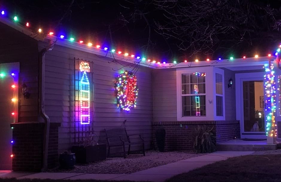 48in Pre-Lit Christmas Wreath with Bow - 270 Colorful LED Lights, 700 PVC Tips, Timer, Remote & Hook, Large Outdoor Holiday Decor for Front Door, Wall, Garage, Power Plug-in customer photo 1