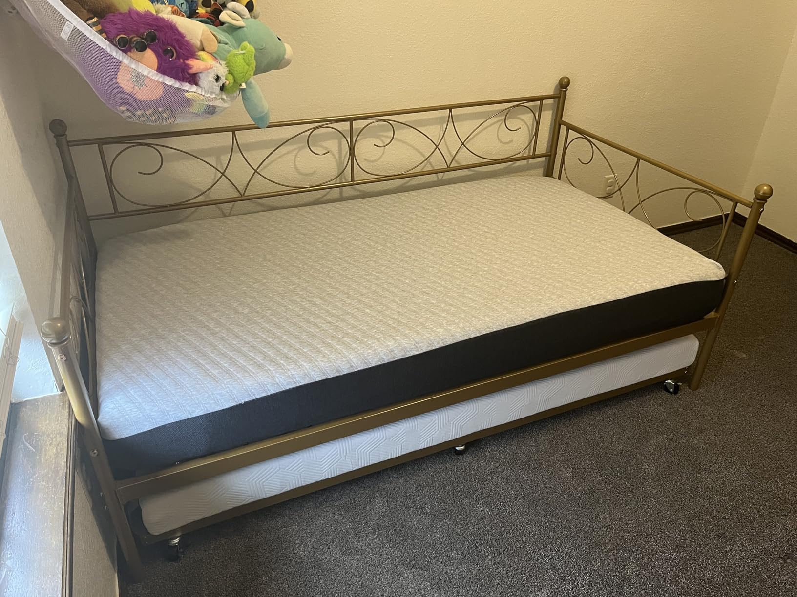 IDEALHOUSE Twin Daybed with Trundle, Metal Trundle Bed, Black | Sofa Bed Frame, Heavy Duty Metal Slats, 6 Universal Wheels, Space Saving, for Living Room, Bedroom, Guest Room customer photo 1