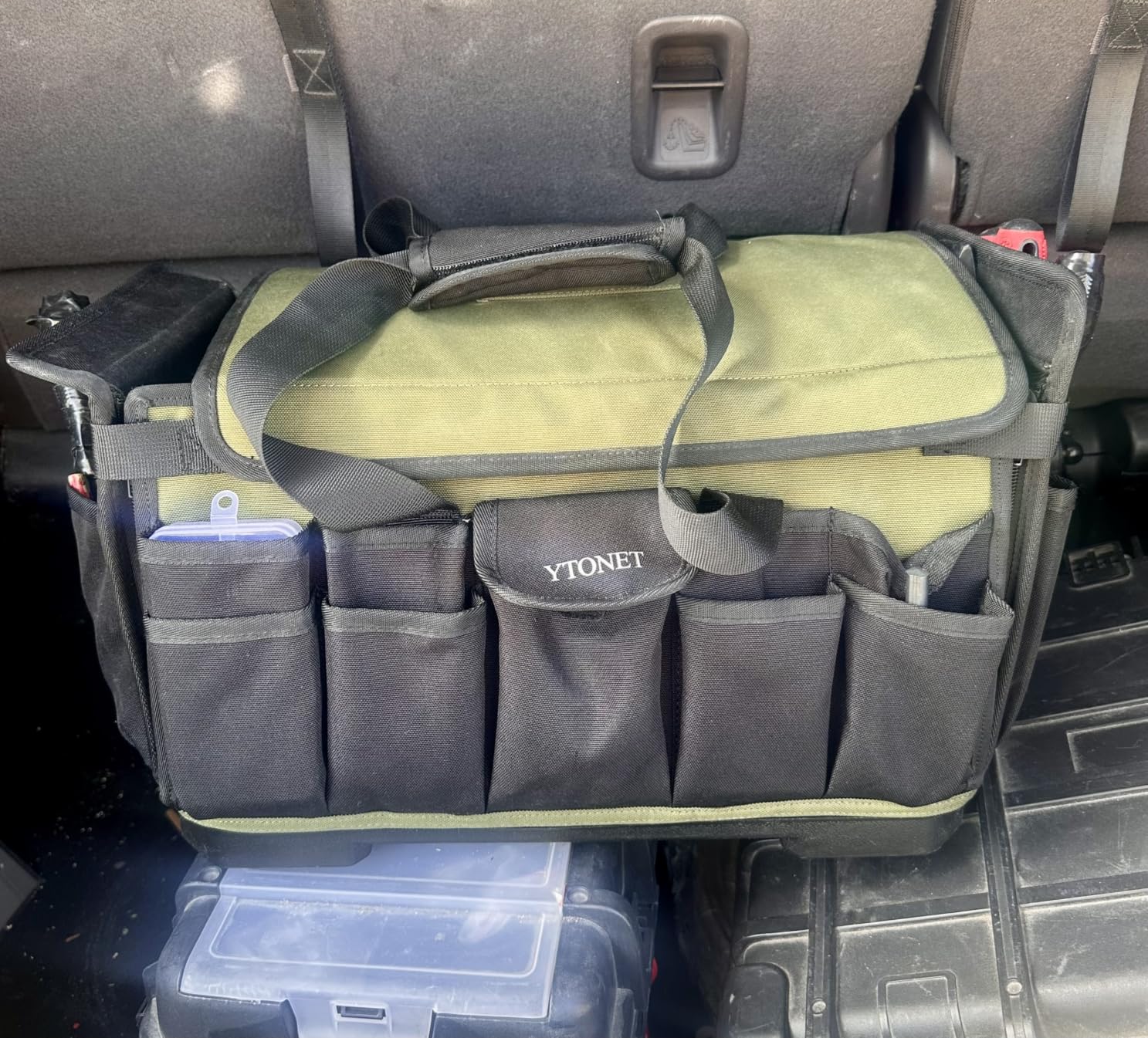 Heavy Duty Tool Bag 16-Inch, 46 Pockets Electrician Tool Bag with Hard Bottom & Waterproof Pocket, 1680D customer photo 2