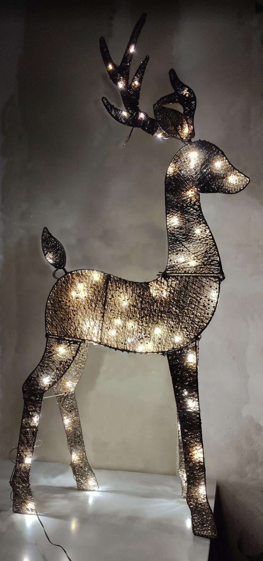 48 Inch 2.5D Gold Lighted Christmas Deer Decorations 3-Piece Outdoor Holiday Decorations Reindeer Set with 145 Warm White LEDs, Large Yard Display for Garden, Storefront customer photo 1